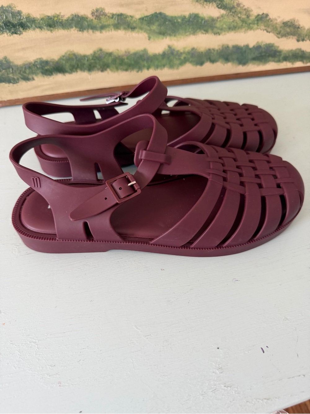 Melissa Possession Jelly Fisherman Sandal Edge Maroon Size 8 NWOB - Picture 2 of 4